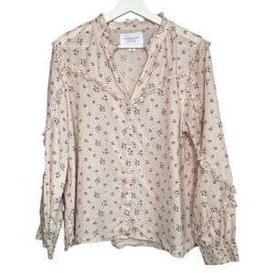 The Shirt by Rochelle Behrens Floral Print Ruffle Sleeve Button Down Womens XL